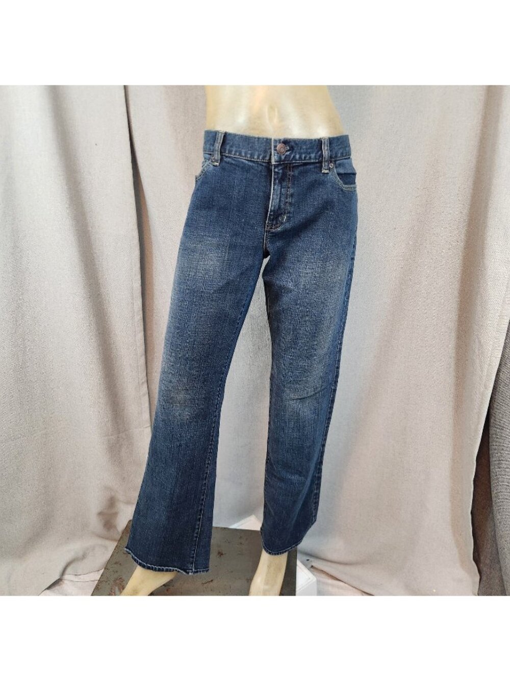 Old Navy Blue Stretch Boot Cut Mid Rise Denim Blue Jean Size 12 R LARGE 34 Wx 31